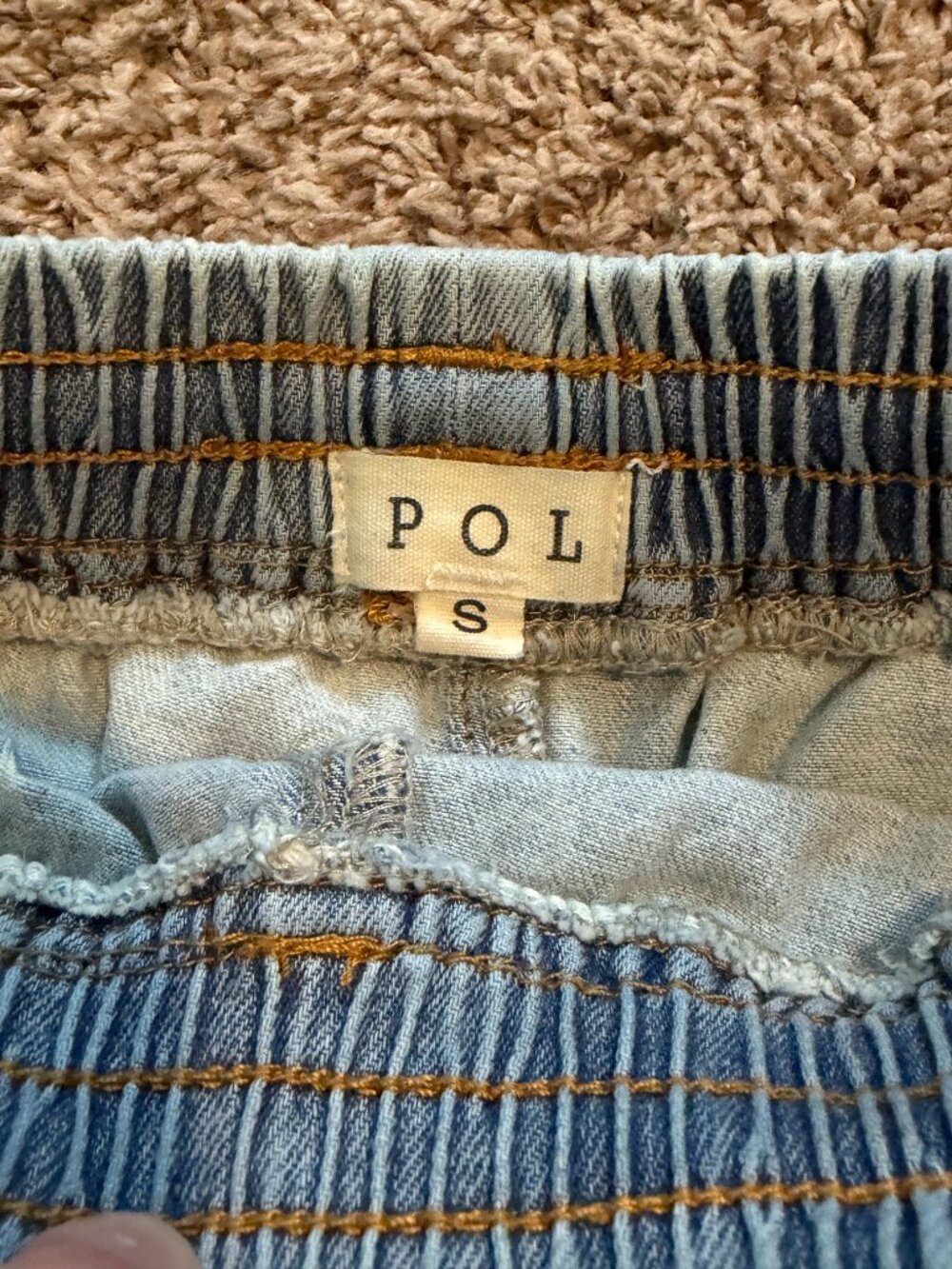 POL Distressed Jean Shorts S Light Wash Elastic Waist Boho - Picture 3 of 8